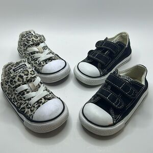 Converse Kids' Black and Leopard Sneakers